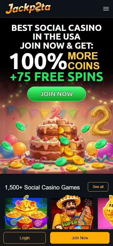 Slots Jackpot Casino home experience on a mobile phone